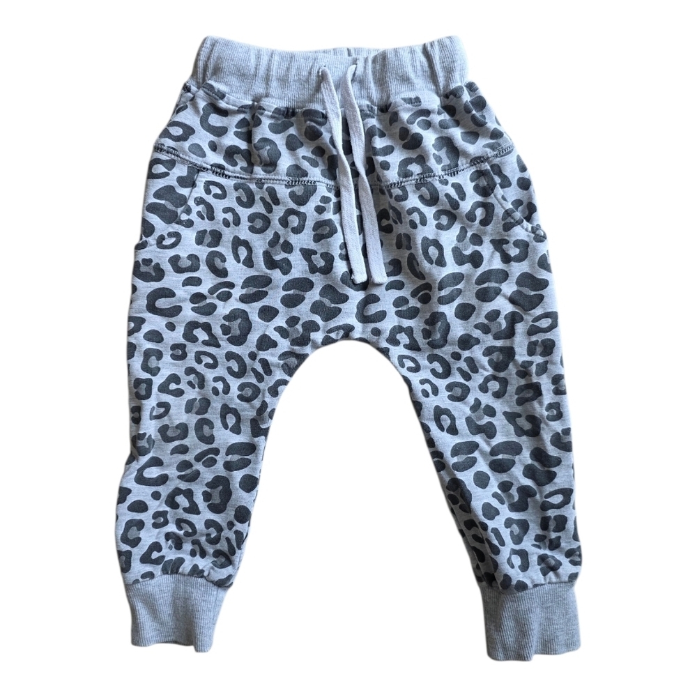 Little Bipsy Gray Leopard Print Kids Jogger Pants Unisex 2T-3T
